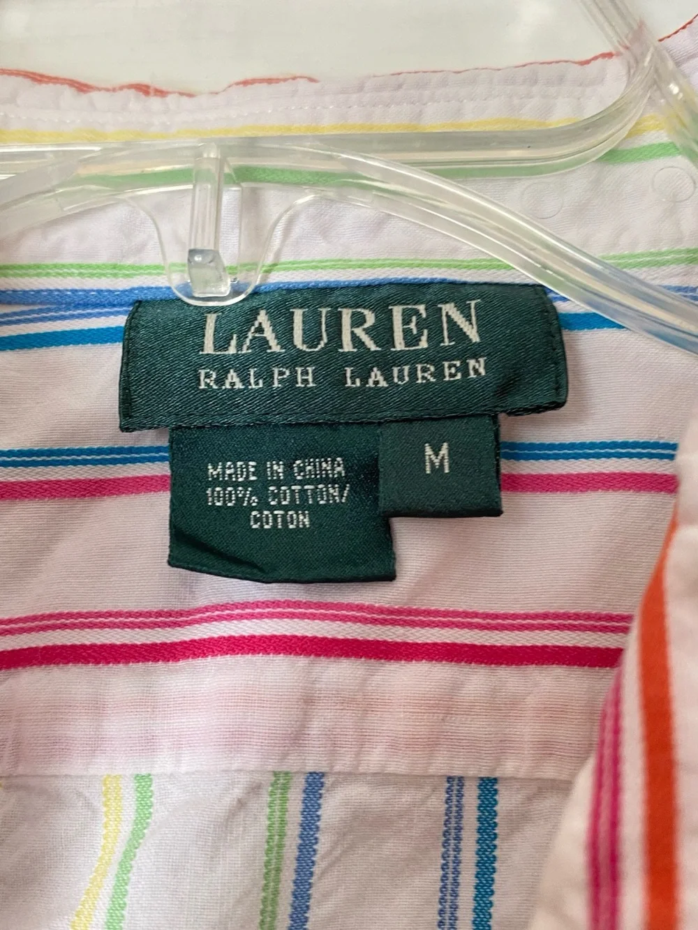 Ralph Lauren Women’s White Multi-Stripe Button-Up Shirt